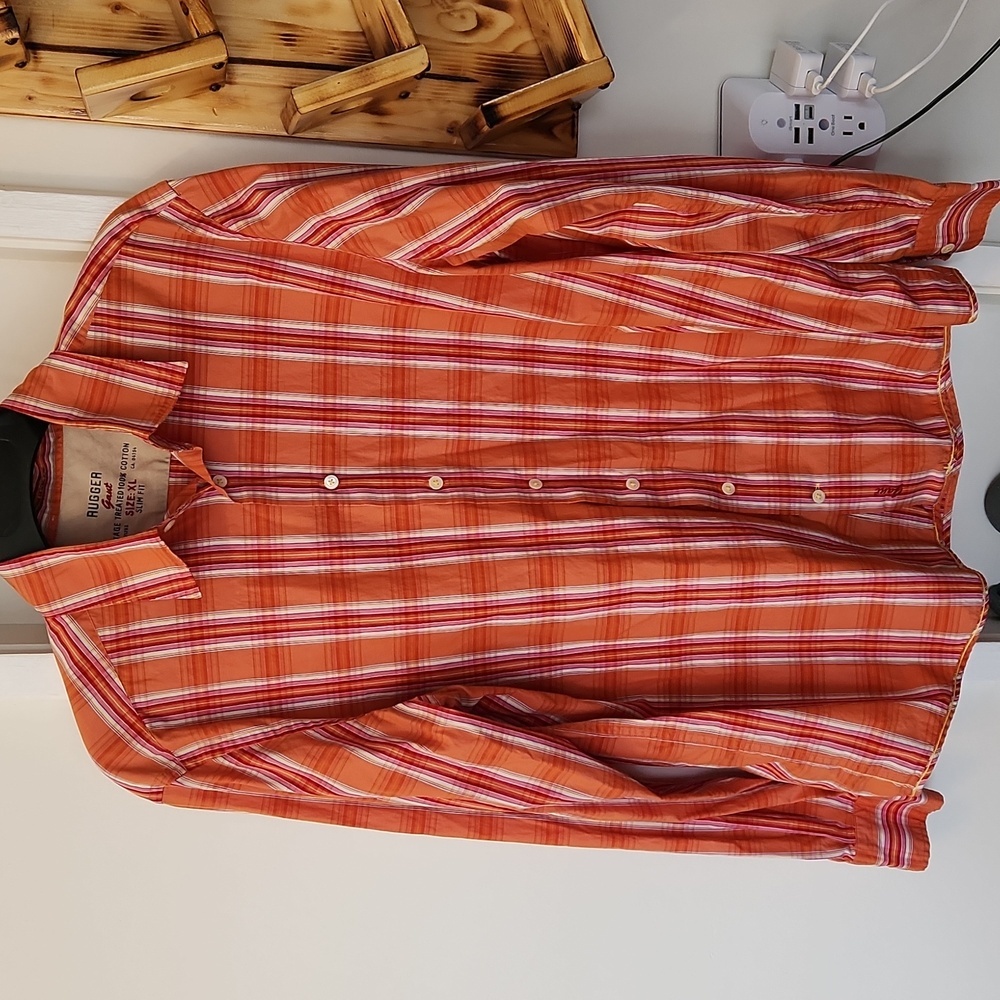 Gant Rugger Vintage Plaid 100% Cotton Slim Fit Button Down Shirt Preppy XL